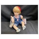 Porcelain Boy Doll with Baseball Theme