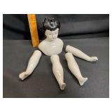 Porcelain Doll Parts with Black Hair