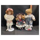 Three Porcelain Dolls 2 Marked Dianna Effner