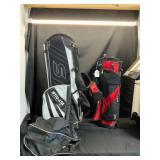 Two Golf Bags with Dividers and Stands