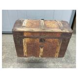 Wood and Metal Bound Dome Top Trunk