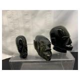 Three Carved Stone Bust Figurines