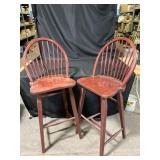 Red-Finished Bar-Height Chairs