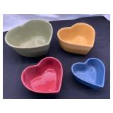 Four Heart-Shaped Ceramic Bowls