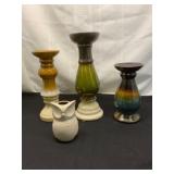 Ceramic Candle Holders and Owl Vase