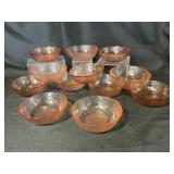 12 Amber-Tinted Glass Bowls