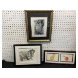 Three Framed Artwork Pieces