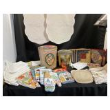 Linens, Potholders, and Tins