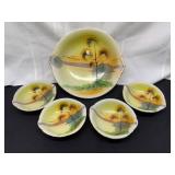 Hand Painted Porcelain Serving and Berry Bowls