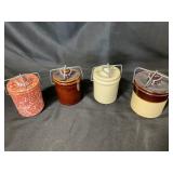 Four Stoneware Canning Jars with Lids