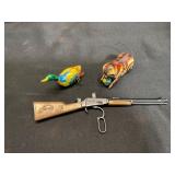 VTG Tin Wind-Up Toys and Cap Gun Rifle