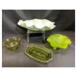 Four Green Glass Bowls