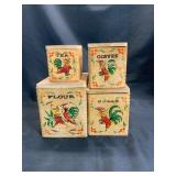 4 Wooden Kitchen Canisters