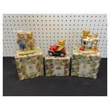 Cherished Teddies Figurine Trio with Boxes