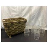 Glass Chimneys and Woven Magazine Basket