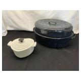 Speckled Roasting Pan and Le Creuset Heart Dish