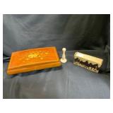 Swiss Wooden Musical Jewelry Box and Accessories