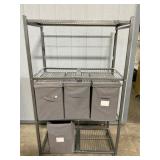 Metal Storage Rack with Fabric Bins