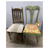 Two Distinct Wooden Chairs with Upholstery