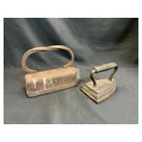 Two Cast Iron Sad Irons with Handles