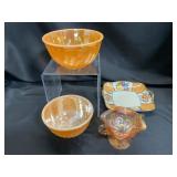 Marigold Glassware and Hand-Painted Dish