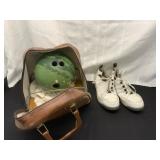 Vintage Bowling Ball, Bag, and Shoes