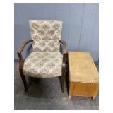 Upholstered Armchair and Wood Storage Chest