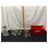 Glassware Collection with Wooden Crate