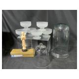 Glass Domes, Bowls & Figurine
