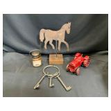 Vintage Collectibles Lot With Metal Tractor