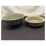 Blue Spatterware Bowls by Moira Pottery