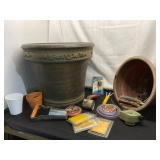 Garden Tools and Large Planters Lot