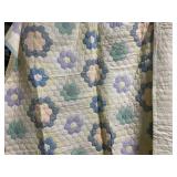 Quilted Floral Design Coverlet, 83x83