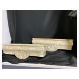 Two Painted Decorative Wood & Metal Shelves