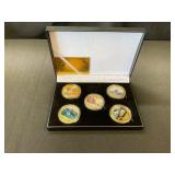 5 Commemorative Coins in Case