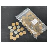 Bag of Over 120 Wheat Pennies, Some Steel