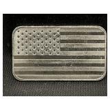 1 Oz. .999 Silver Bar, United States Flag
