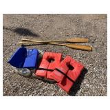2- 58 " Wood Paddles Plus 3-Life Jackets