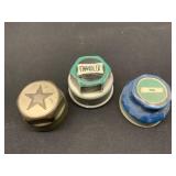 Three Vintage Logo Metal Radiator Emblem or Hubcap