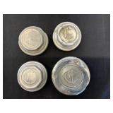 Four Vintage Chrysler Metal Hub Caps with Monogram