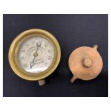 Antique Brass and Glass Pressure Gauge