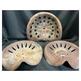 Three Vintage Metal Tractor Seats