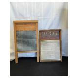 Two Vintage Metal and Wood Washboards