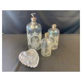 Etched Glass Bottles and Lead Crystal Box