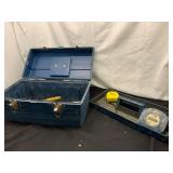 Blue Plastic Toolbox with Hand Tools