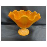 LE Smith Bittersweet Slag Glass Compote