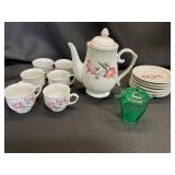 Uranium Glow Agate-Style Child Teapot & A Porcelai