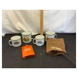 Four Enamel Mugs & NWTF Flask