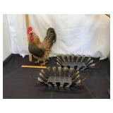 Taxidermy Rooster and Wire Baskets