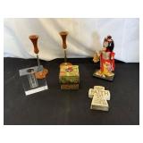 Decorative Items Lot Including Doll, Candlestick H